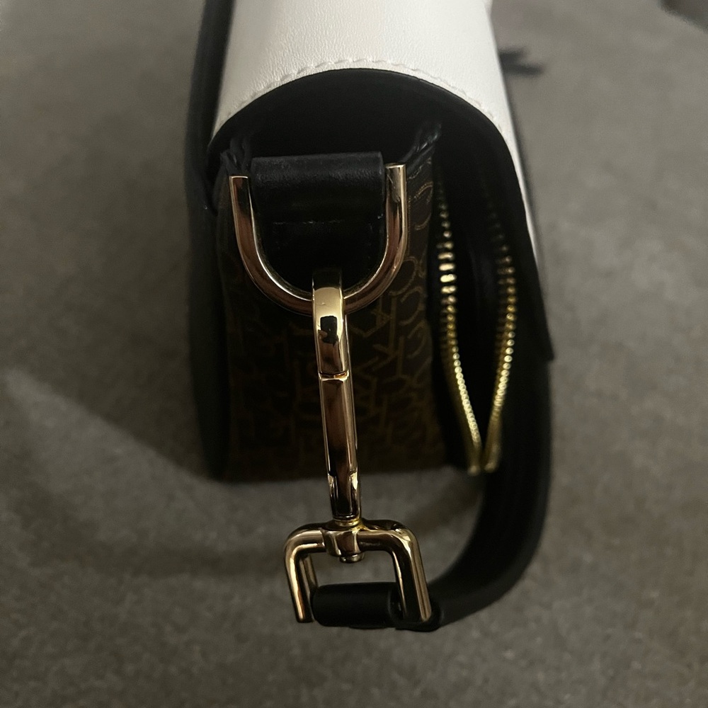 New with Imperfections! Calvin Klein Black, Off White, and Brown Purse - Picture 7 of 10